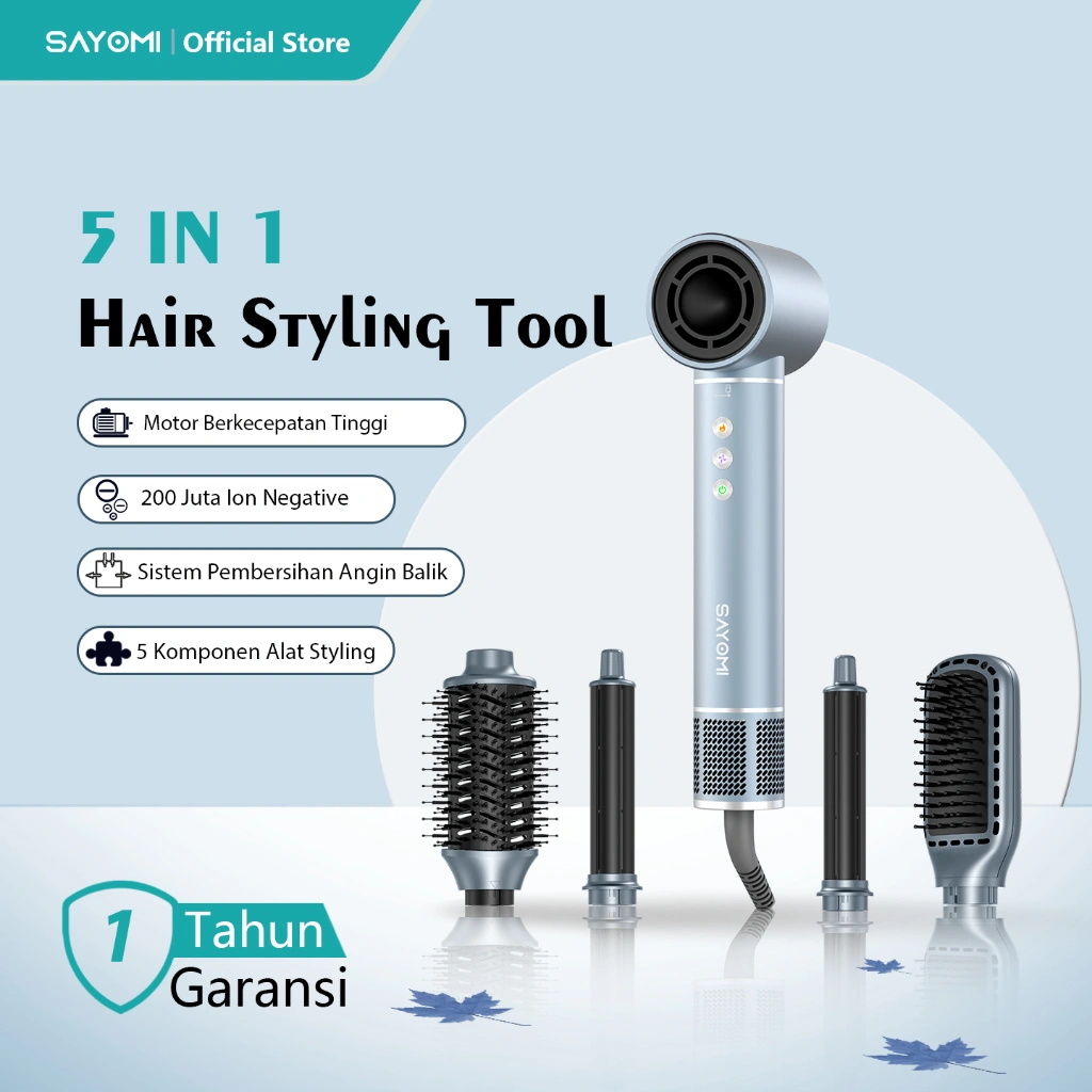 SAYOMI WT-634 Hair Dryer High Speed Hair Dryer 5 IN 1 Catokan Curly Otomatis Pengering rambut Hair Styler Negative Ion Hair Dryer BlowGaransi 12 bulan