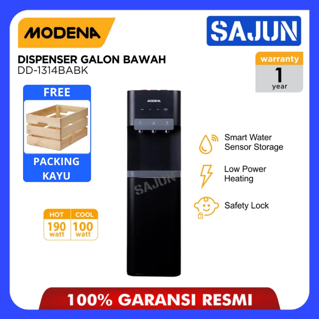 Modena Dispenser Air Galon Bawah DD1314BABK / Kompresor DD1314 / DD 1314 BABK [FREE PACKING KAYU]