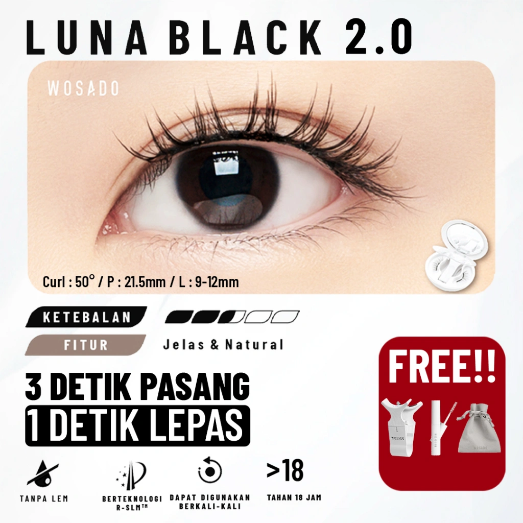 WOSADO Magnetic Lashes LUNA BLACK Bulu Mata Palsu Magnetik Natural Daily Makeup Look Eyelash
