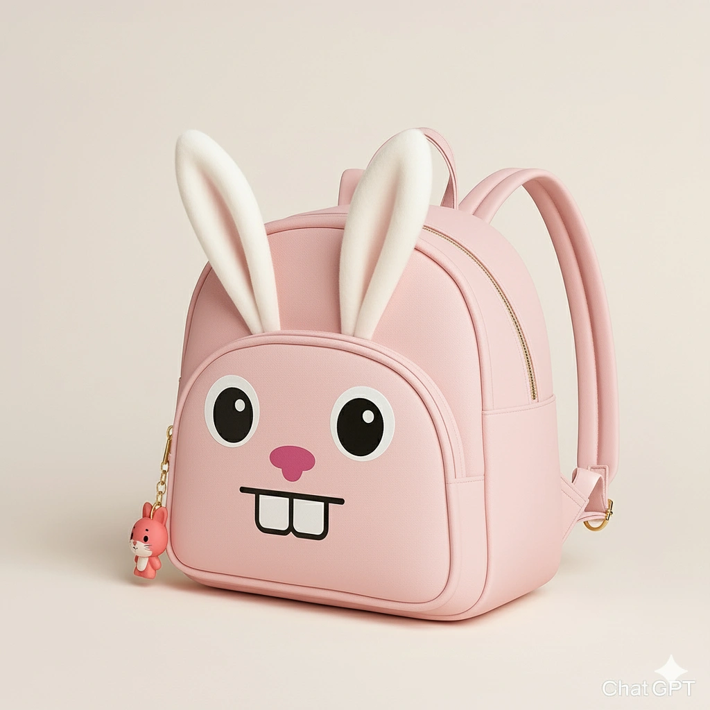 Tas tk Ransel sd Anak Perempuan Lucu kelinci Tahan Air Nyaman di punggung sekolah smp fashion aksesori travel imut desain unik tampilan bergaya saku penyimpanan penutup resleting bahan kulit sintetis premium telinga halus gantungan kunci boneka beruang