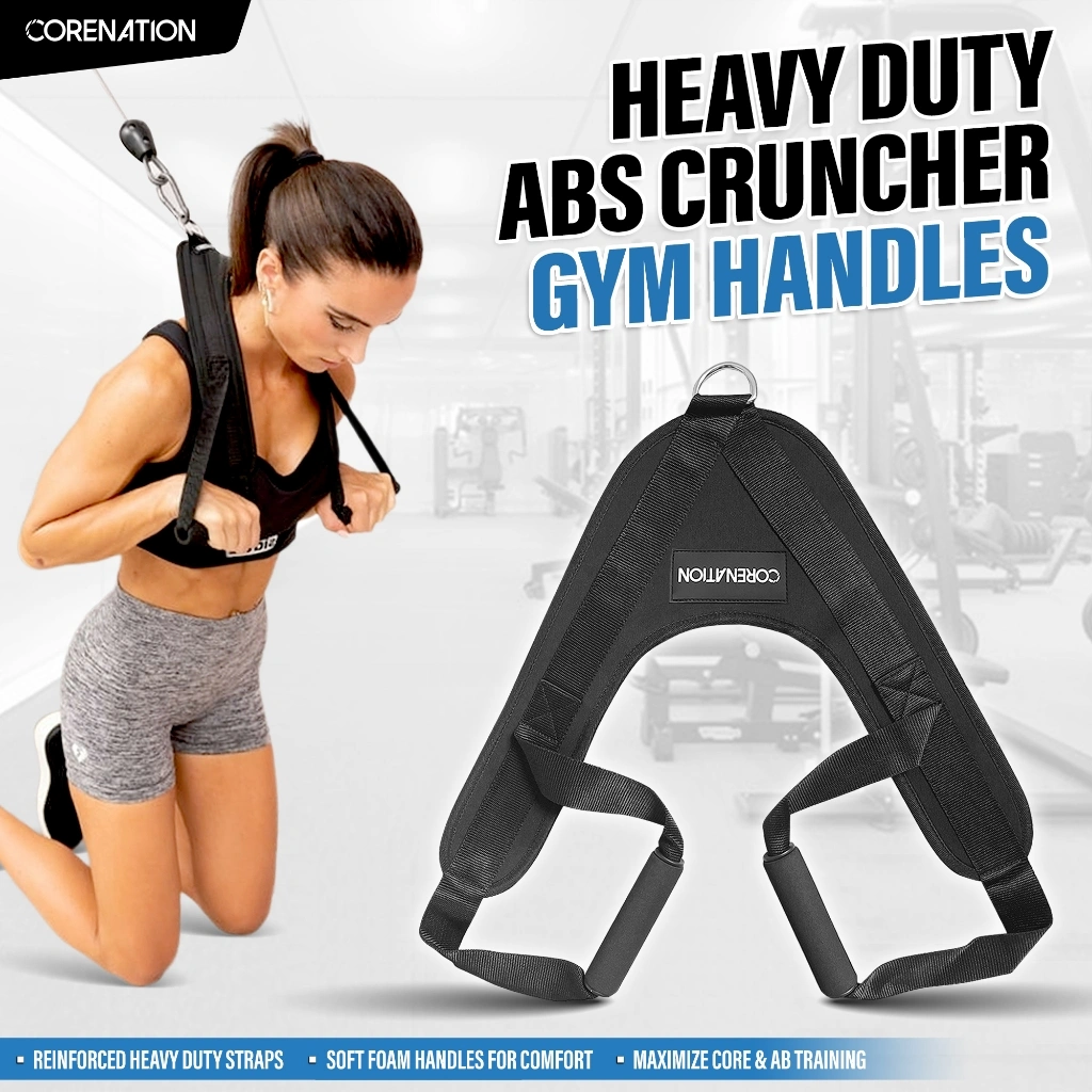 CoreNation Heavy Duty Abs Cruncher Gym Handles – Cable Machine Core & Perut Trainer