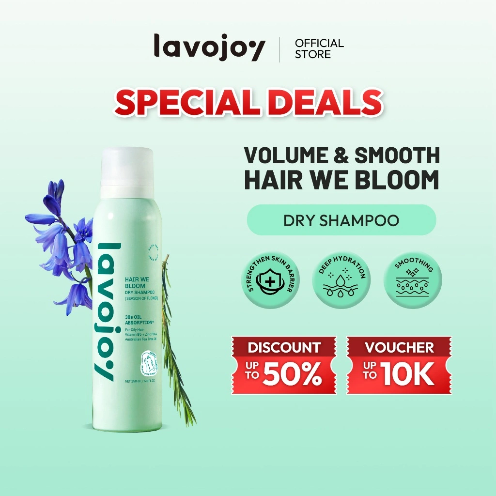 Lavojoy Hair We Bloom Dry Shampoo Season of Flower - Dry Shampoo Atasi Kulit Kepala Berminyak, Scalp Friendly, Tanpa Residu Putih, Dengan Kandungan Zinc PCA Dan Tea Tree Oil