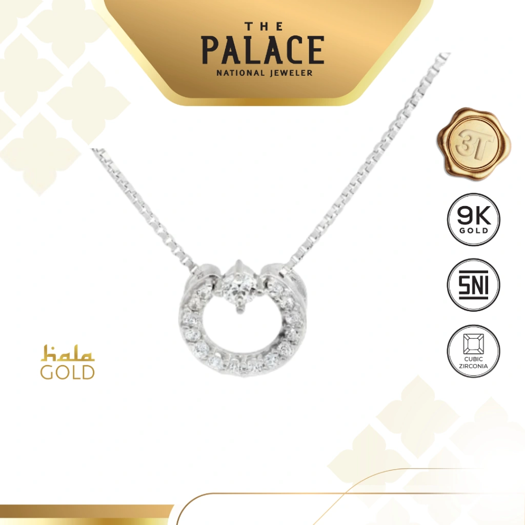 Hala Gold White Circle Basic Pendant / Liontin 9K ( hanya liontin tidak termasuk kalung )
