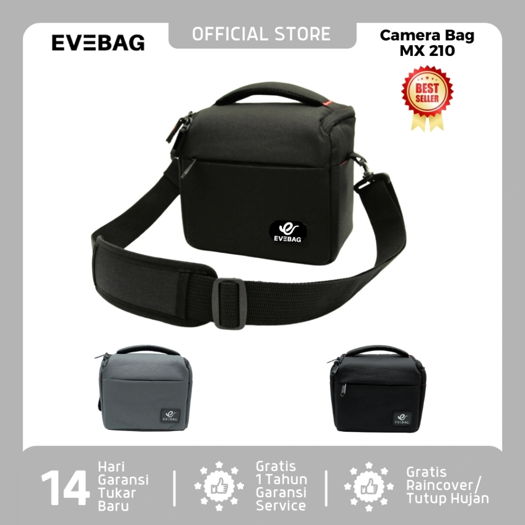 EVEBAG MX210 Tas Selempang Kamera DSLR Mirrorless Handycam Drone Semipro Free Raincover