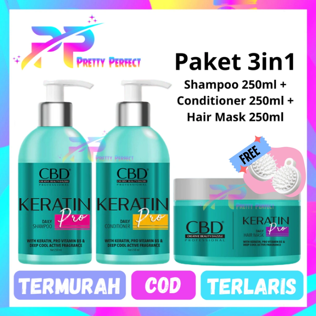 CBD Keratin Pro Paket 3in1 Hair Mask + Shampoo + Conditioner 250ml