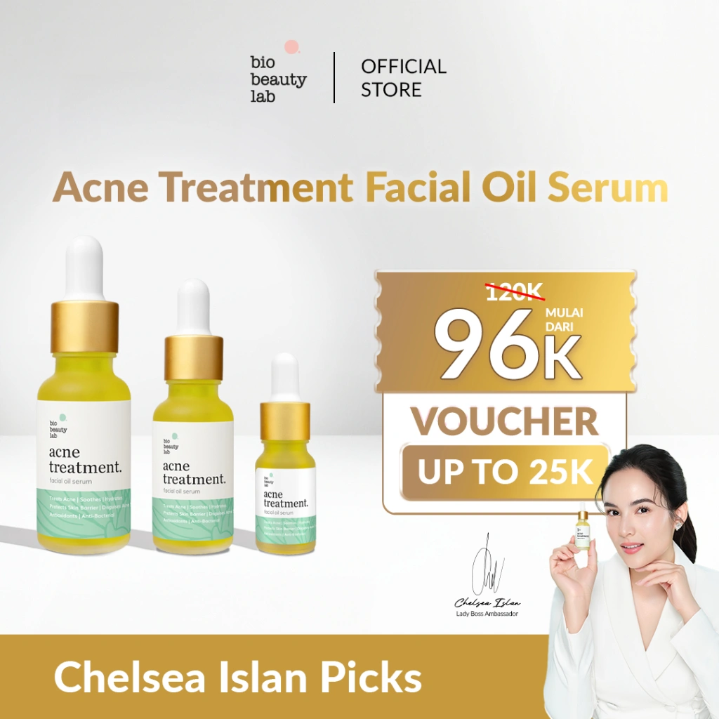 Bio Beauty Lab Acne Treatment Facial Oil Serum 5ml/10ml/20ml | Serum Acne Serum Jerawat dan Bekas Jerawat Mengandung Tea Tree Oil Tamanu Oil Meredakan Jerawat