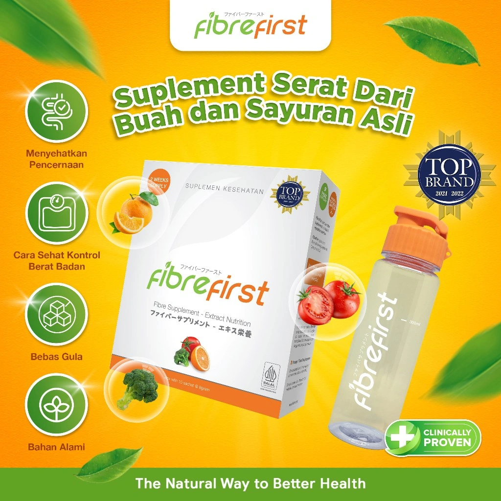[BUNDLING SHAKER] FibreFirst Diet & Detox Isi 15 Sachets + Shaker - Minuman Fiber Supplement Membantu Melancarkan Pencernaan