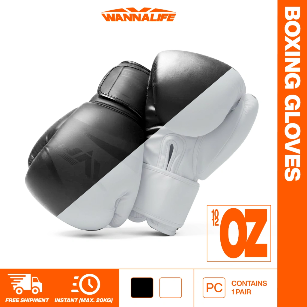 WANNALIFE Sarung Tinju 10oz 12oz Premium | Boxing Gloves | Alat Olahraga Boxing MMA Muay Thai