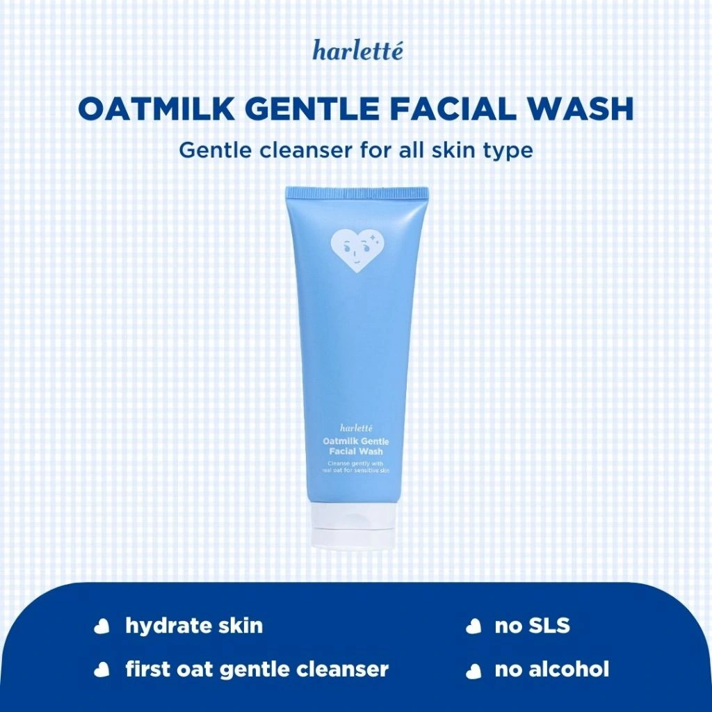 Harlette Oatmilk Gentle Facial Wash | Sensitive, Dry, Combination, Irritated Skin, Membersihkan & Mencerahkan, Rekomendasi