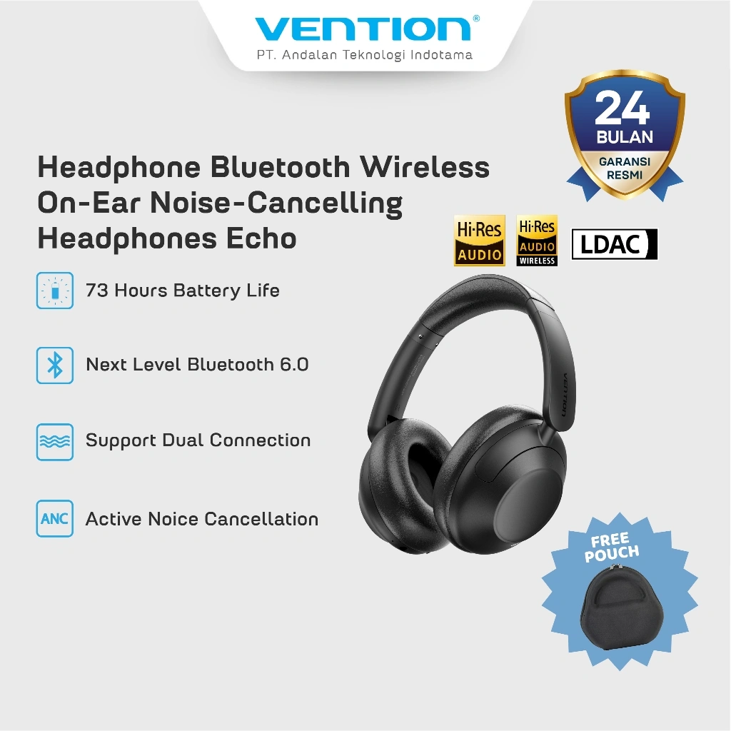 [NEW LAUNCH] Headphone Bluetooth Wireless On-Ear Noise-Cancelling Headphones Echo Clarity LH01 ANC - NBY