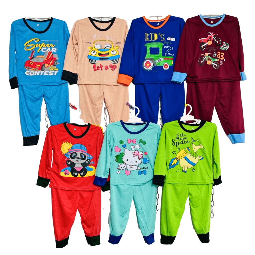 PAKET 7 SETEL Setelan Baju Tidur Anak Laki Laki Perempuan Stelan Cowok Lengan Panjang 4 - 5 Tahun 64