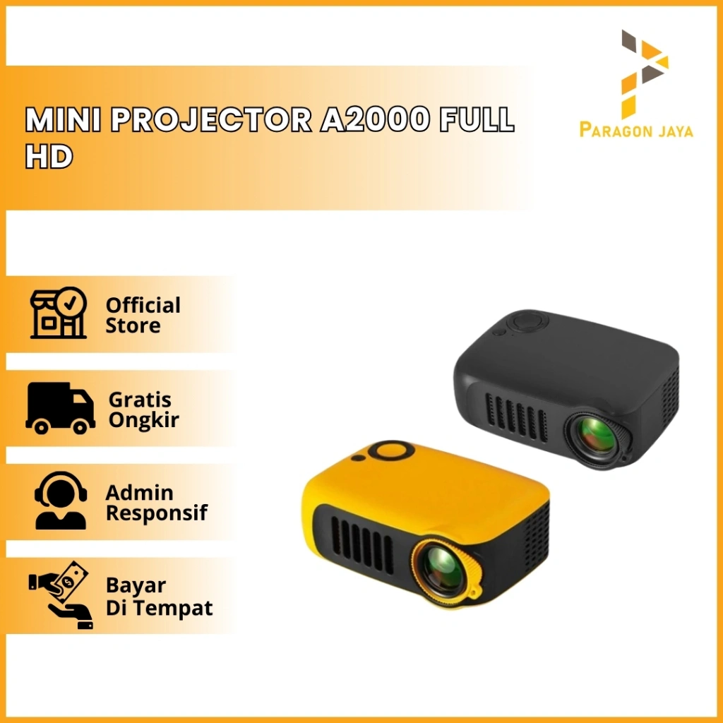 Mini Projector A2000 Full HD 1080P Video Portable PAKET LENGKAP ORI