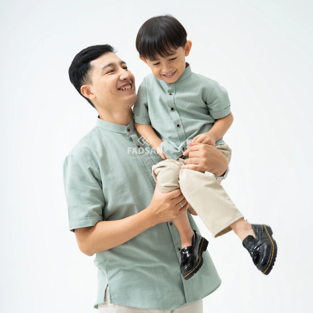 Koko Couple Ayah Dan Anak Kemeja Lengan Pendek Katun Organik  Adem Nyaman Tufy Series FADSAN