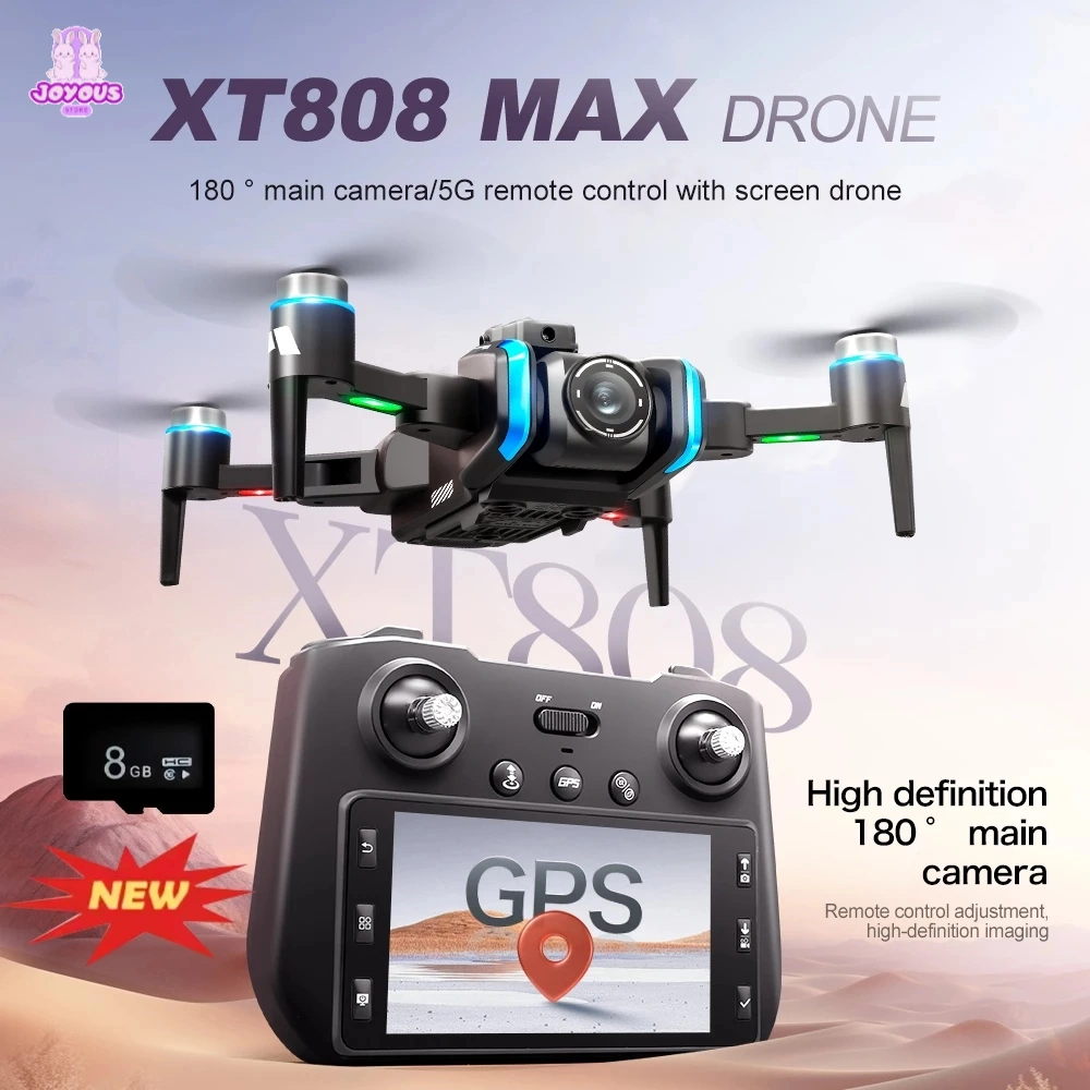 Drone XT808 Brushless Motor GPS Drone Professional WIFI 4k HD FPV Penerbangan Stabil Remote dengan Screen Ada Sensor Anti Tabrakan Optical Flow