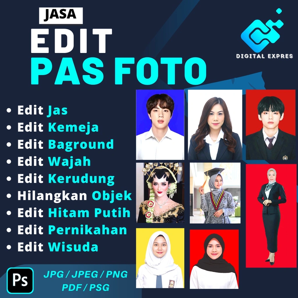 Jasa edit foto / Edit Pas Foto / edit foto jas / edit background / edit foto full body/ edit ganti wajah / edit foto keluarga / edit hapus objek / edit pengantin / edit ppg / edit cpns / gabung foto