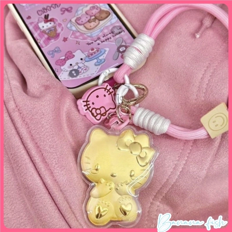 NEW!!!Tali Gantung HP Motif Lucu helloKitty  -  Cincin Jari yang Bisa Diatur, Stylish Banget!Rantai iburan gantung kunci