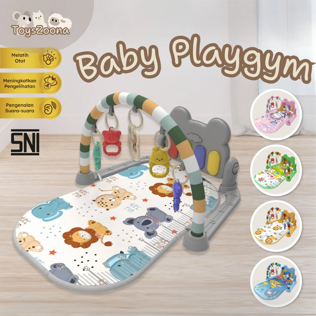 ToysZoona Baby Playgym Piano Rattle Warna Variasi Motif Karakter Beruang Singa Kelinci Mainan Musik