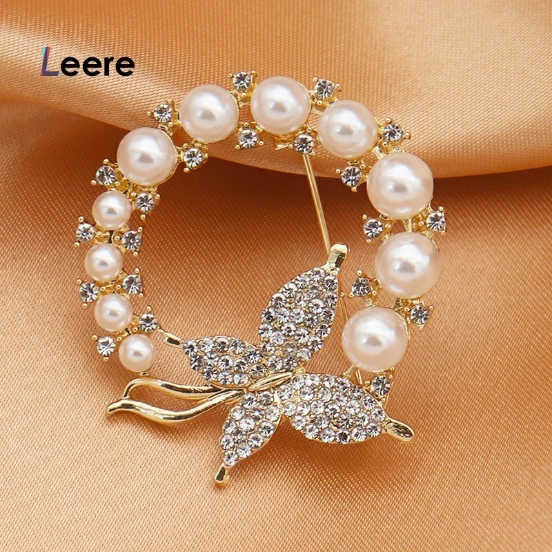 LEERE - Bros Jilbab Mewah Bros Hijab Premium Brooch Mutiara Wanita Korean Fashion Pins Pakaian Aksesoris