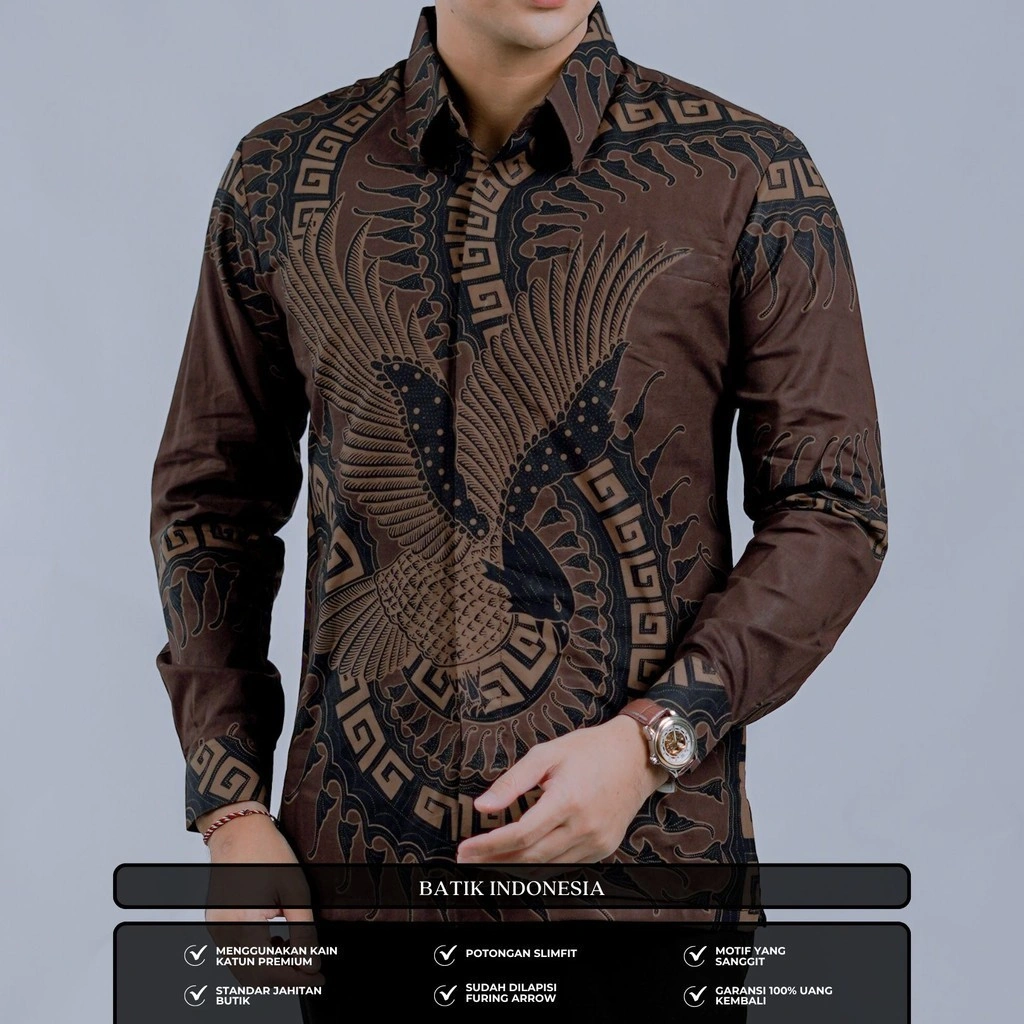 Batik Indonesia Motif ABIMATA Kemeja Batik Slimfit Lapis Furing idn.id
