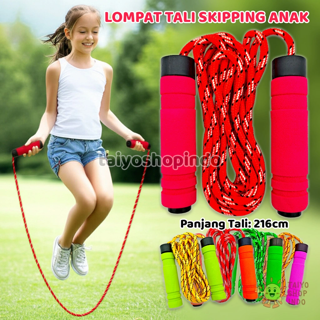 TAIYO Lompat Tali Skipping Anak Foam Jump Rope Loncat Soft Handle Skiping Sport Play Alat Olahraga