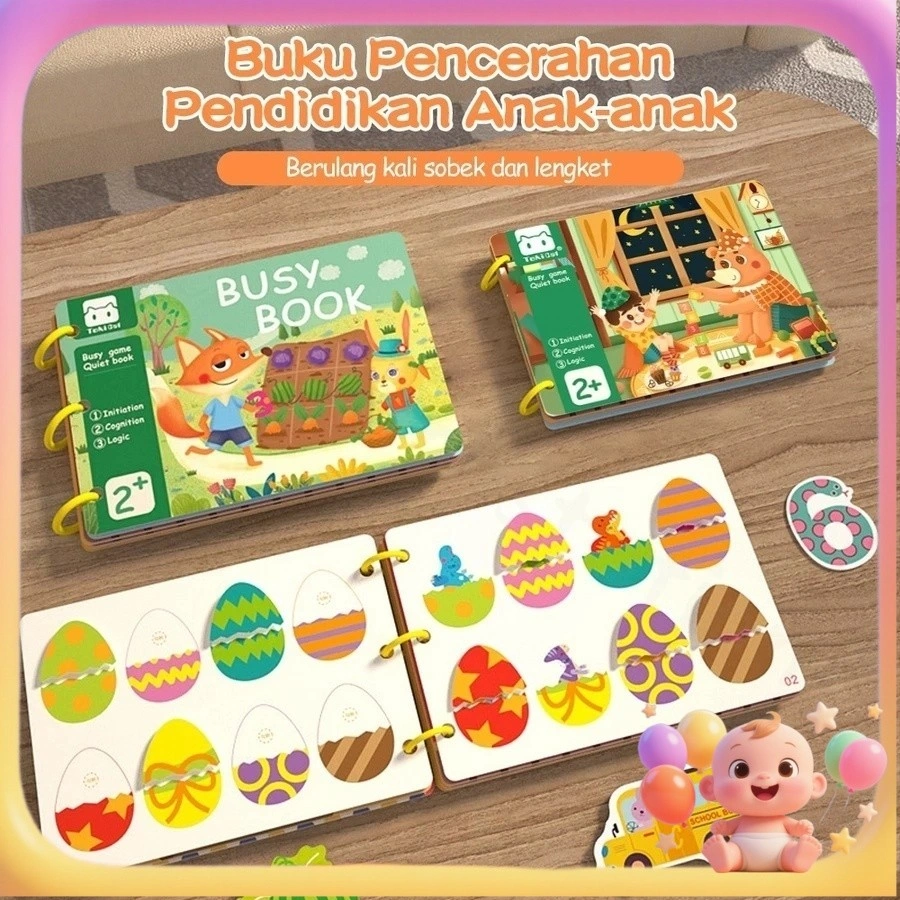24H Delivery  babyfun Buku Aktivitas Bayi Busy Book Dan Velcro TK Quiet Book Lucu Reused Baby Soft Book
