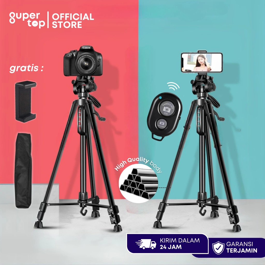 Tripod Hp 140cm 360 Derajat Remote Bluetooth Selfie Ngonten / Tripod Kamera Stabilizer / Tripot Besi