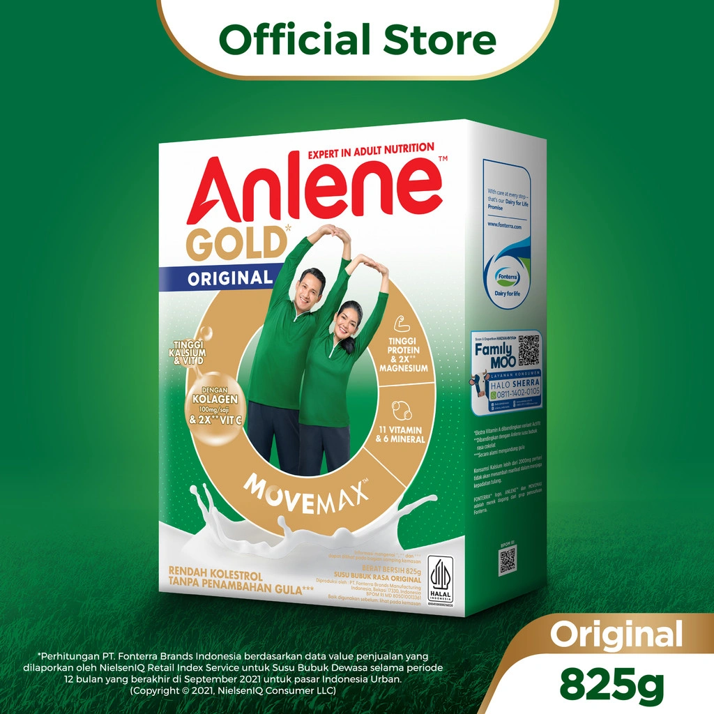 Anlene Gold 5X Susu Bubuk Dewasa Original 825g - Nutrisi Tinggi Kalsium Untuk Tulang, Sendi, dan Otot