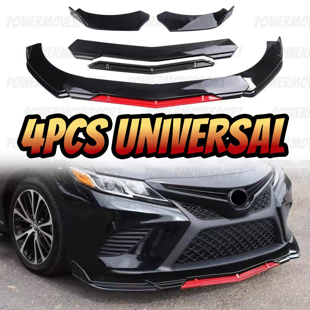 Universal Body Kit Depan Mobil - Bibir Dagu/UNTUK MOBIL DENGAN 172 CM-178 CM LEBAR BUMPER Depan Bumper Splitter Lip Spoiler/MERAH Depan Bumper Splitter Lip Spoiler 4PCS HITAM/MERAH