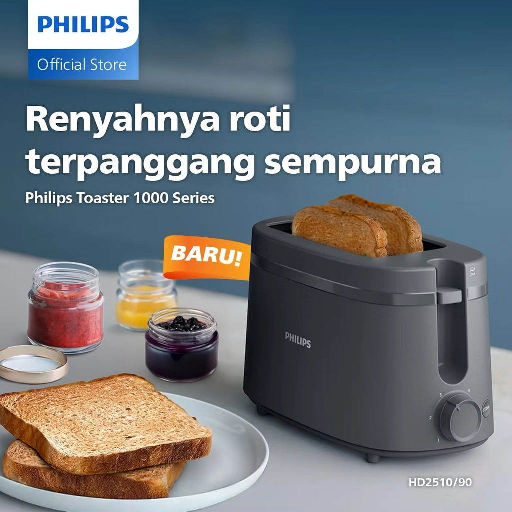 Toaster Philips HD2510/90 Hitam - Philips Pemanggang Roti Philips Toaster Pemanggang Roti Listrik Philips