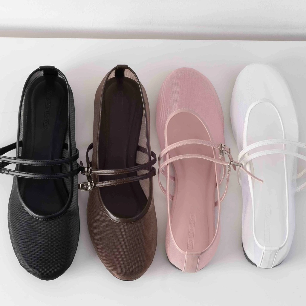 Oddie Mesh Flats (White, Rose, Dark Brown, Black) Flat Shoes Tali | Sepatu Wanita | Slip On | Ballerina