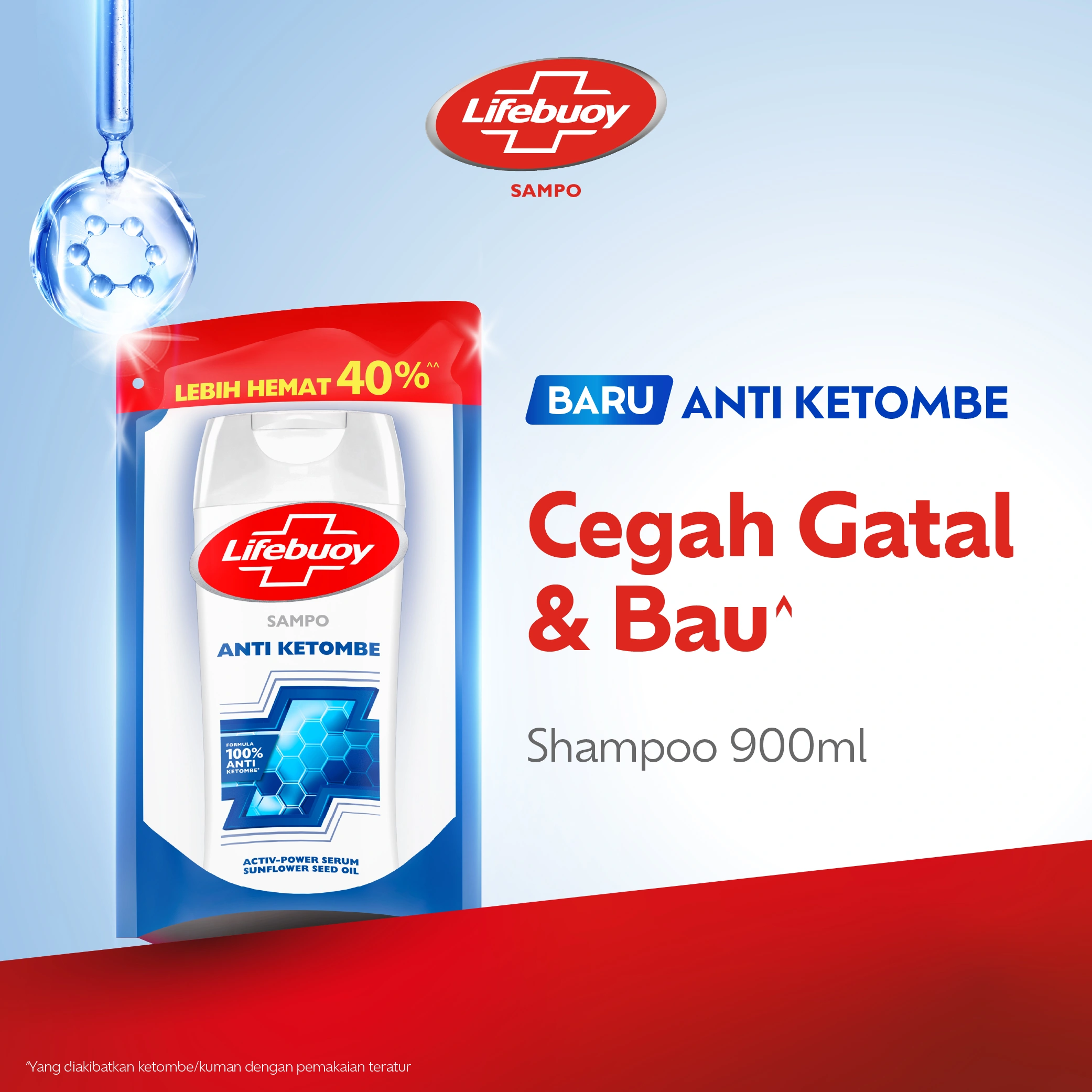 Lifebuoy Shampoo Anti Ketombe, Anti Dandruff Lawan Kuman Penyebab Ketombe - Cegah Gatal & Bau 900ml​