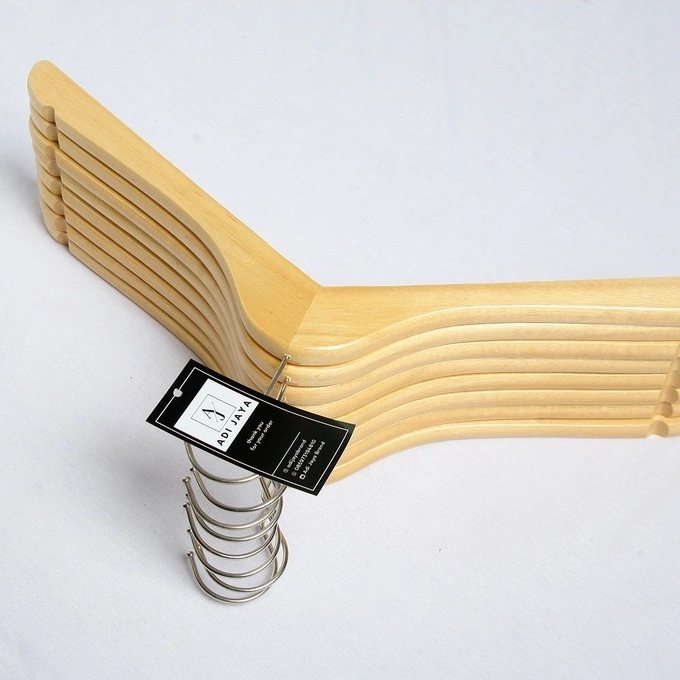 (12 PCS / 1 LUSIN) HANGER KAYU NATURAL KUALITAS PREMIUM / GANTUNGAN BAJU KAYU PREMIUM - DEWASA