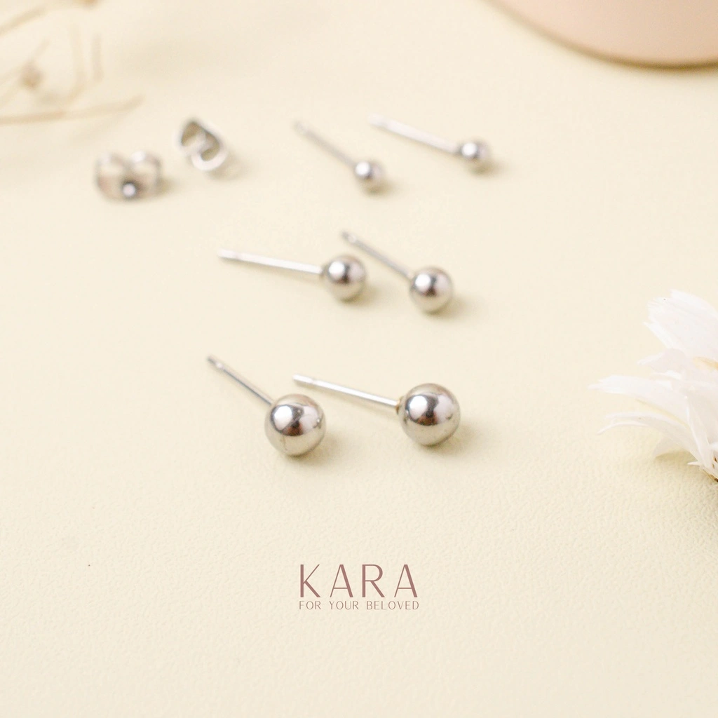 KARA - Anting Stud Wanita Simpel Bulat Piercing Stainless Steel