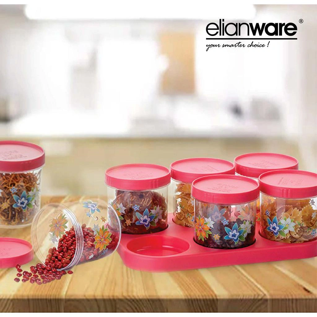 Elianware Toples Natal / Imlek / Lebaran Idul Fitri Nampan Set Canister, Kedap Udara, Organiser (6Pcs/Pack) BPA Free, E-1712/415(6)