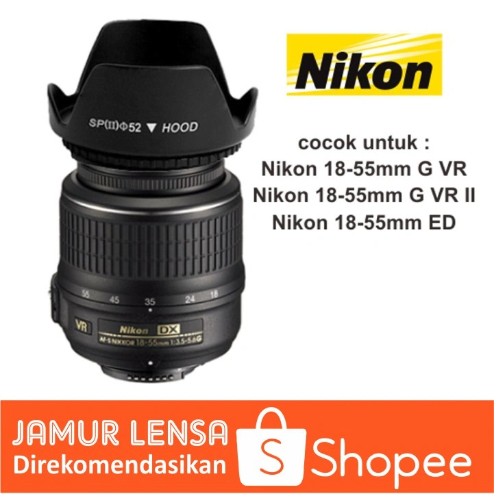 Lens Hood Kit Nikon D40 D40x D60 D3000 D3100 D3200 D5000 D5100 D5200 Lenshood Flower 18-55mm