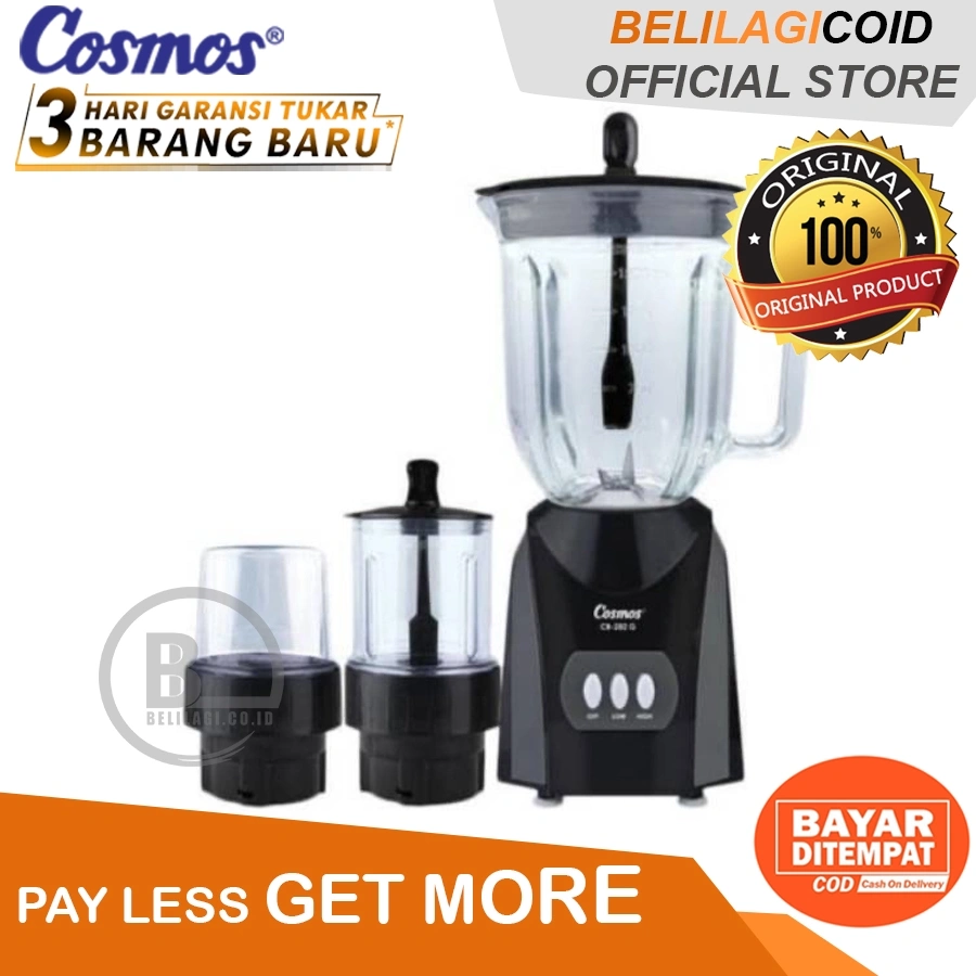 Cosmos Blender Kaca 3in1 CB 282 G / Blander Cosmos 2L CB-282 G / Blender Murah Cosmos 3in1 KACA CB282G