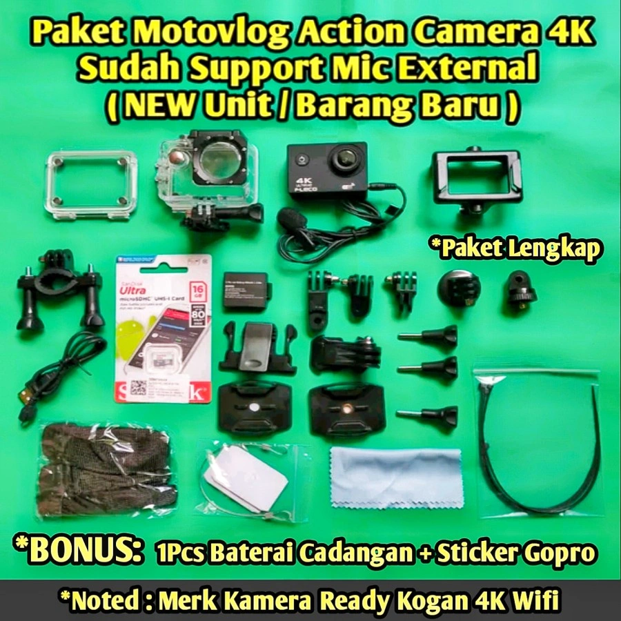 Kogan SBOX 4K Ultra Wifi Sport Cam Action Camera 4K Full HD Modif Mic External Kamera Aksi