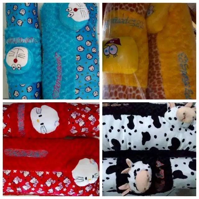 Bantal guling set cinta karakter(80cm)