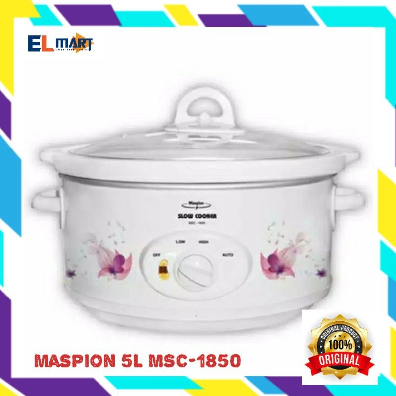 Slow Cooker 5 Liter Ceramic MASPION MSC 1850 - MSC1850 Pemasak Lambat 5L Original
