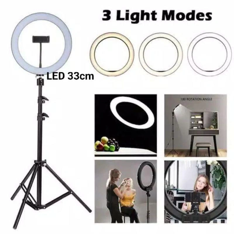 Paket Komplit Ringlight 26cm + Tripod 2,1Meter Tripod Selfie Lampu Make Up Vlog