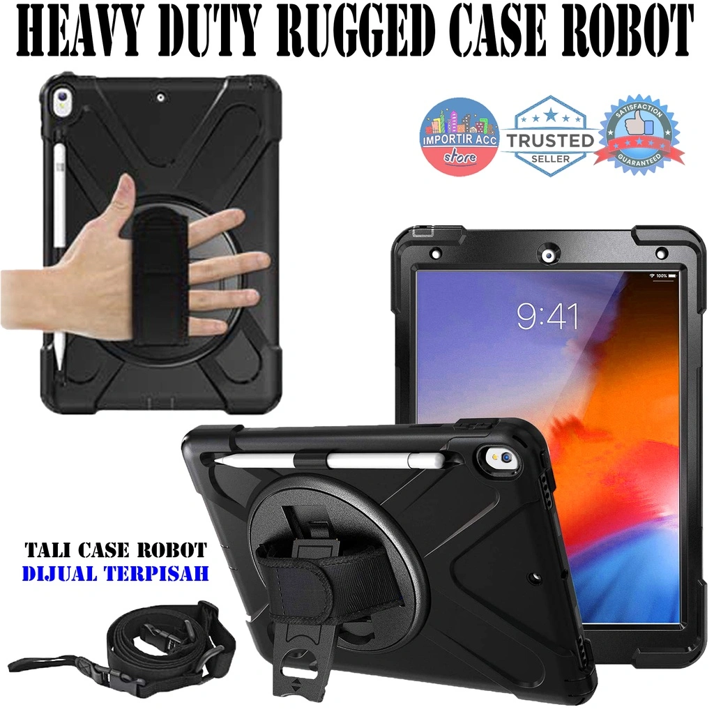 Case Rugged Armour / Case Robot TB 301 Apple iPad 11 2025 / iPad A16 Air 11 2024 Air 11 2025 Mini 4 5 6 7  5 6 7 8 9 10 iPad Air 1 2 3 4 5 iPad Pro 9.7 Pro 10.5 Pro 11 2020 2021 2022 iPad Air 11 2024 M2 Heavy Duty Rugged Case Robot Armor Standing + Tali
