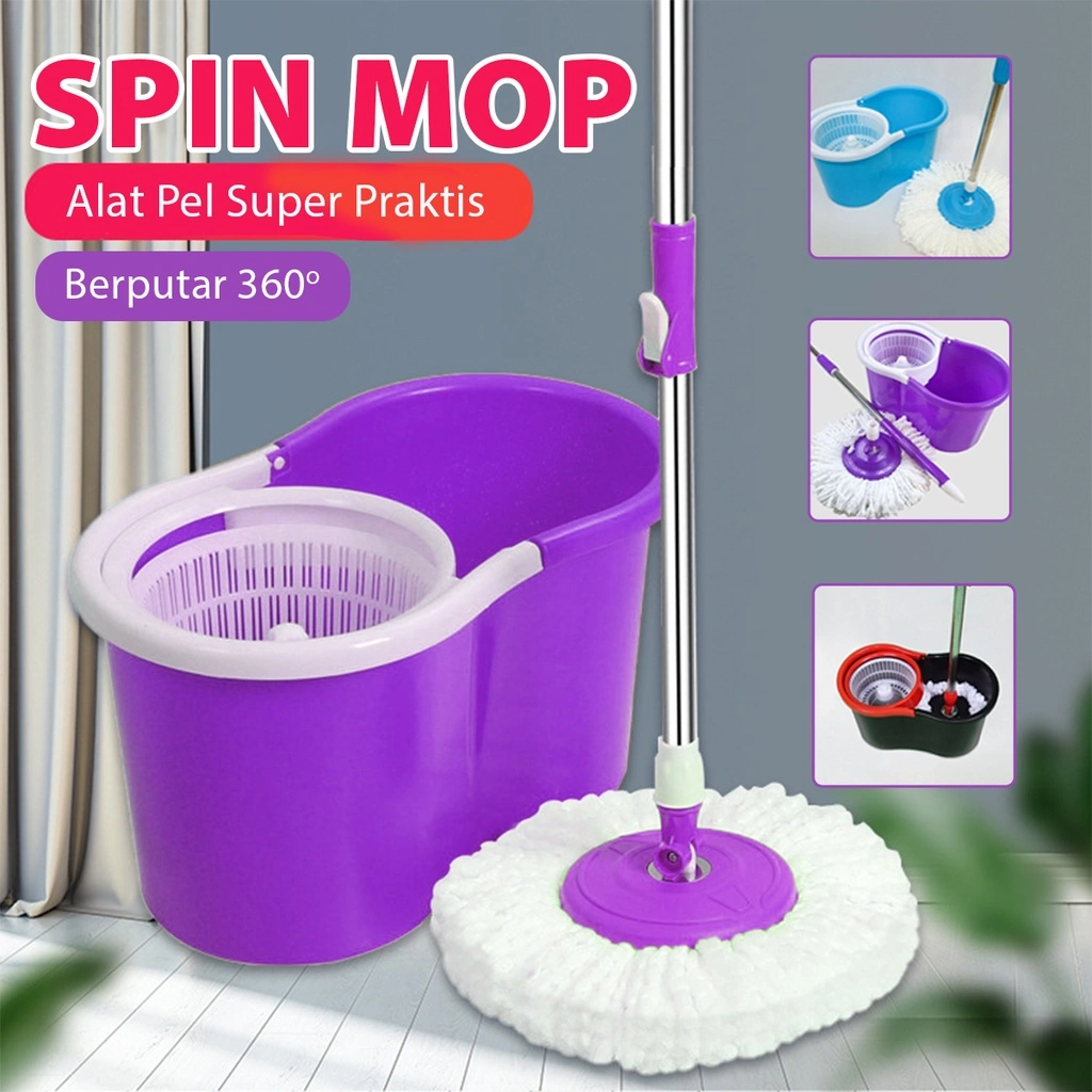Alat Pel Lantai Besar Super Mop Otomatis Spin Mop Magic dan Ember Pembersih Lantai Terbaru Perlengkapan Rumah Tangga