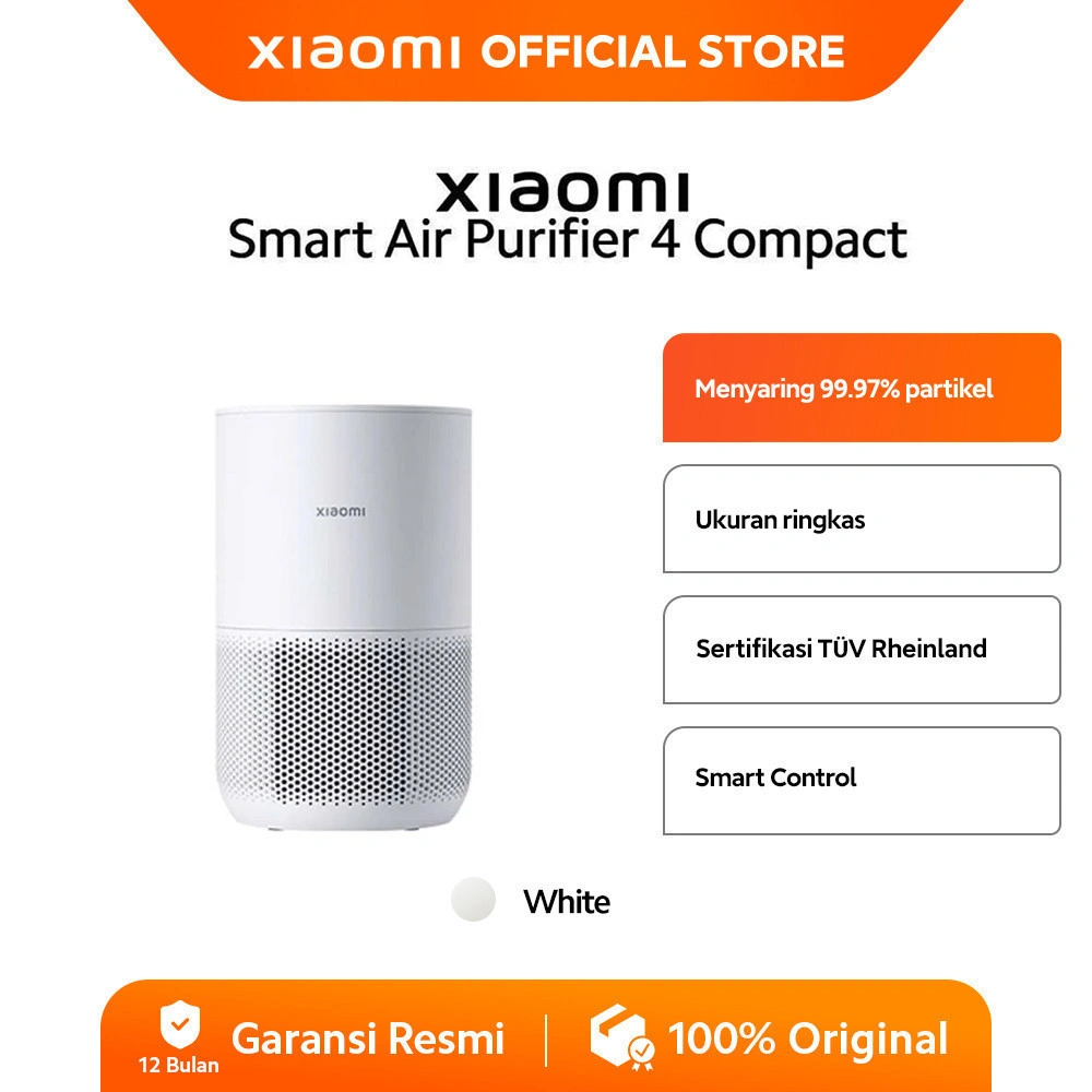 Xiaomi Smart Air Purifier 4 Compact | Menghilangkan Alergen | Filter 3-in-1 | Konsumsi energi rendah | Penjernih udara [ Official Store ]