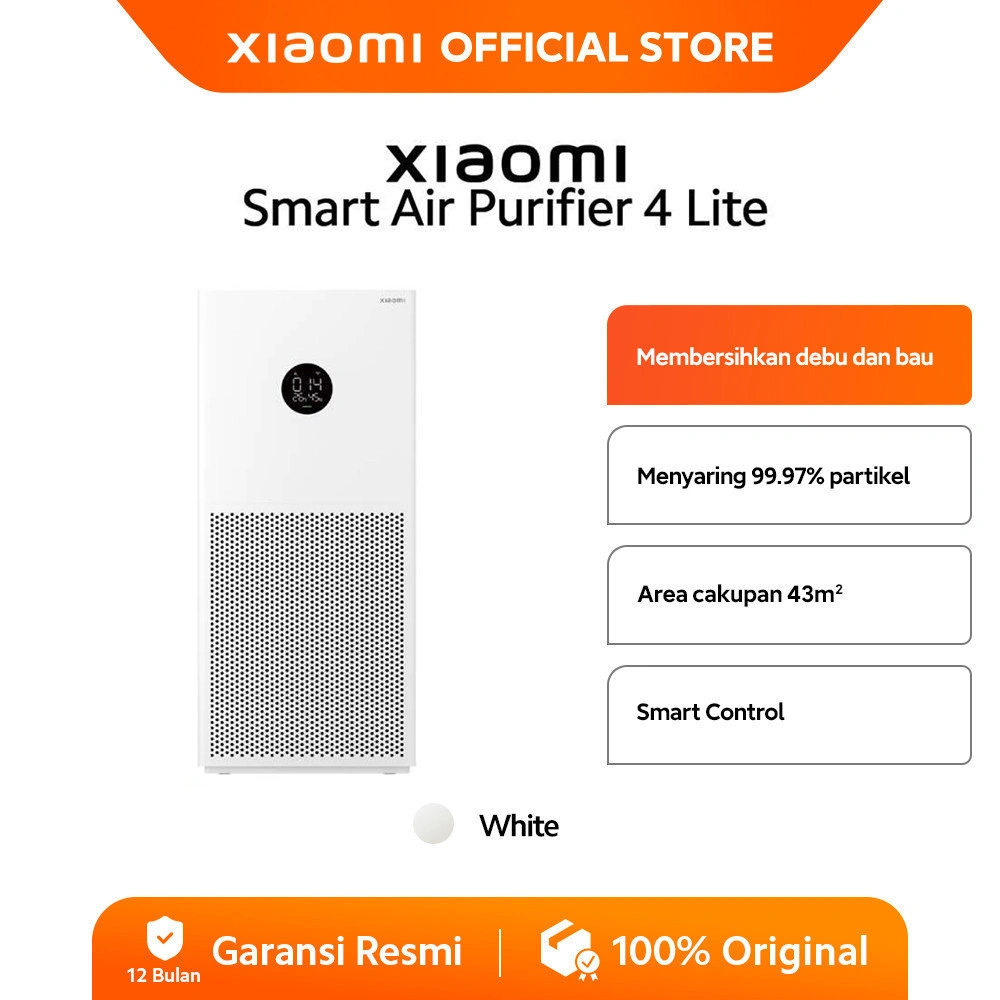 Xiaomi Smart Air Purifier 4 Lite| Sirkulasi 360° | Koneksi Wifi Jangkauan 43m² | Kontrol Suara | Penjernih udara [ Official Store ]