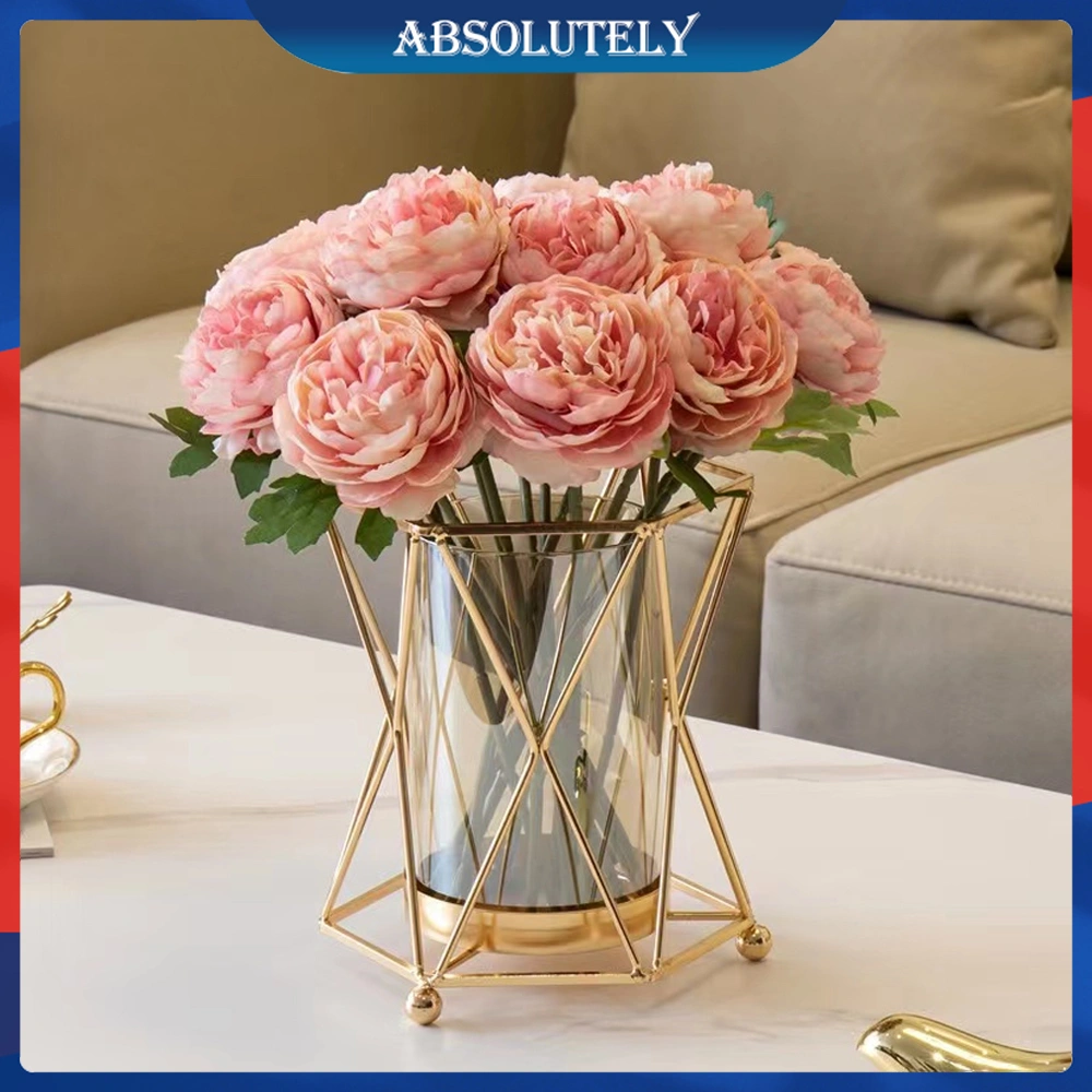 Vas Bunga Kaca Hidroponik Kreatif Palsu Rangkaian Bunga Kering Cahaya Ornamen Mewah Ruang Tamu Meja Makan Meja Kopi Dekorasi Bunga Kelas Atashydroponic Glass Vase Flower Arrangements Light Luxury Ornaments