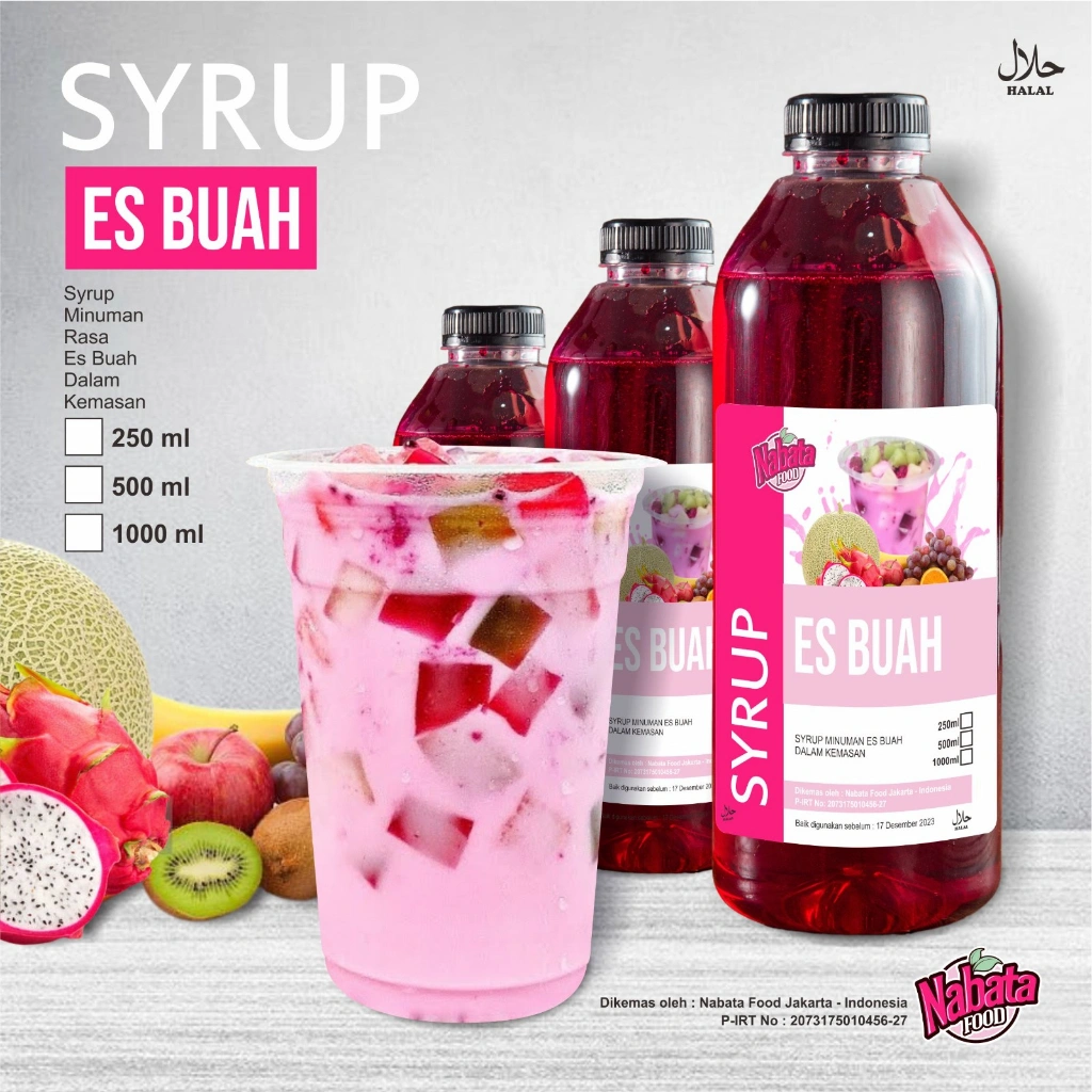 Sirup Es Buah 1 Liter Bisa Untuk Syrup Es Campur, Es Teler Es Tape | Syrup Rose Sirup bunga mawar