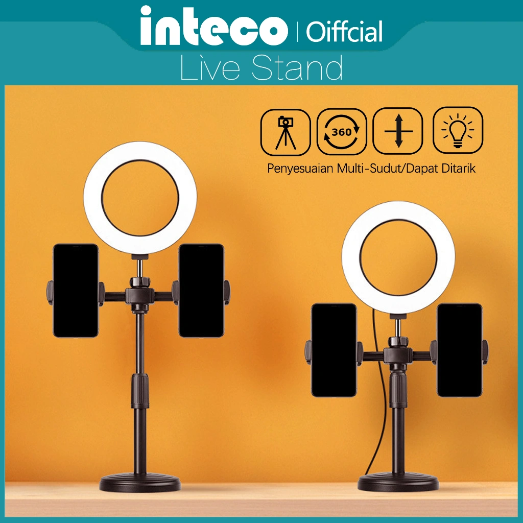 Lightning Ring Light 16cm+HP Tripod+2 Holder Mini Stand Selfie Streaming Tripod Usb Vlog Lampu