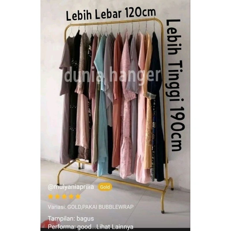 GAWANG BAJU GOLD LEBAR 120CM TINGGI 190CM PALANG DUA
