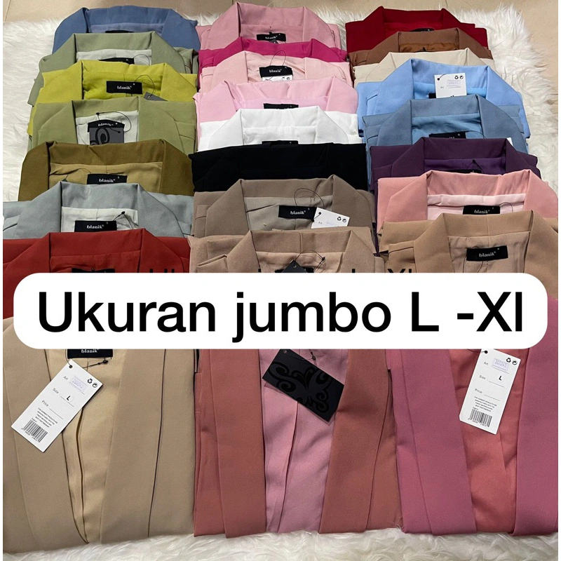 Chloebeautyshop - Blazer Blanik Wanita Kerah Lurus L / Xl /  Blazer Viral Tangan Panjang