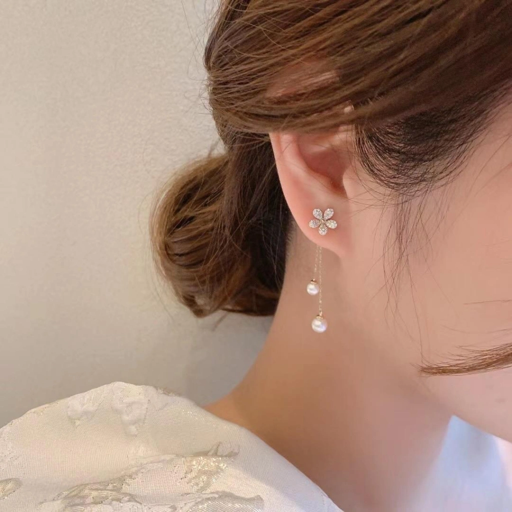 A01(Beli 2 dapat Bonus) COD Anting tusuk juntai bunga manis titanium